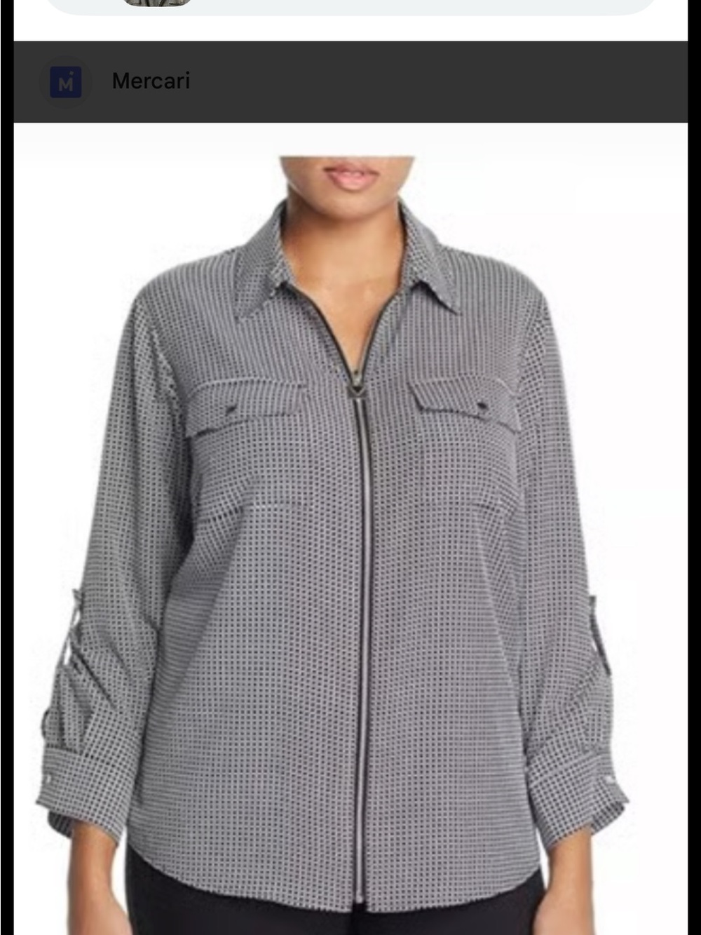 MICHAEL Michael Kors Gray Micro-Check Zip Front Button-Down Shirt